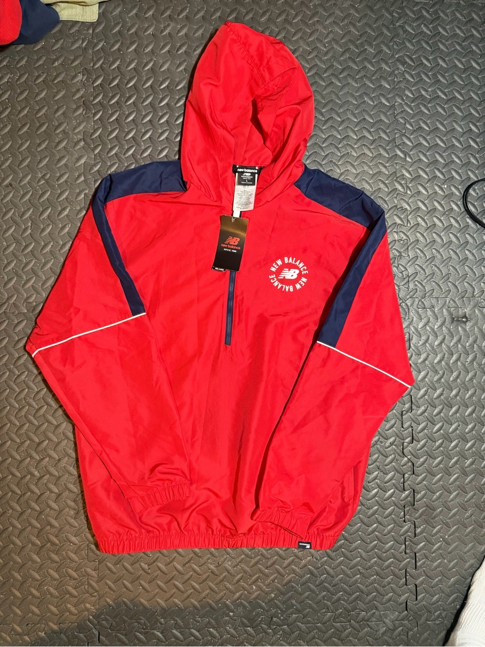 Brand New New Balance Red Windbreaker Hooded Jacket